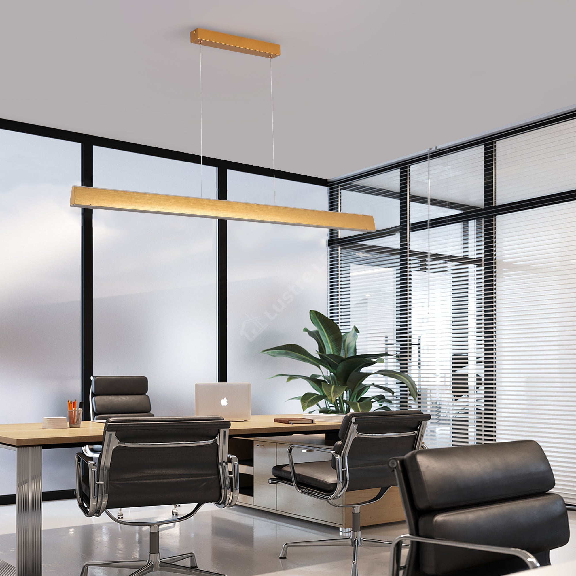 Lustra LED Suspendata Gold 120cm Liniara Echivalent 400W Telecomanda