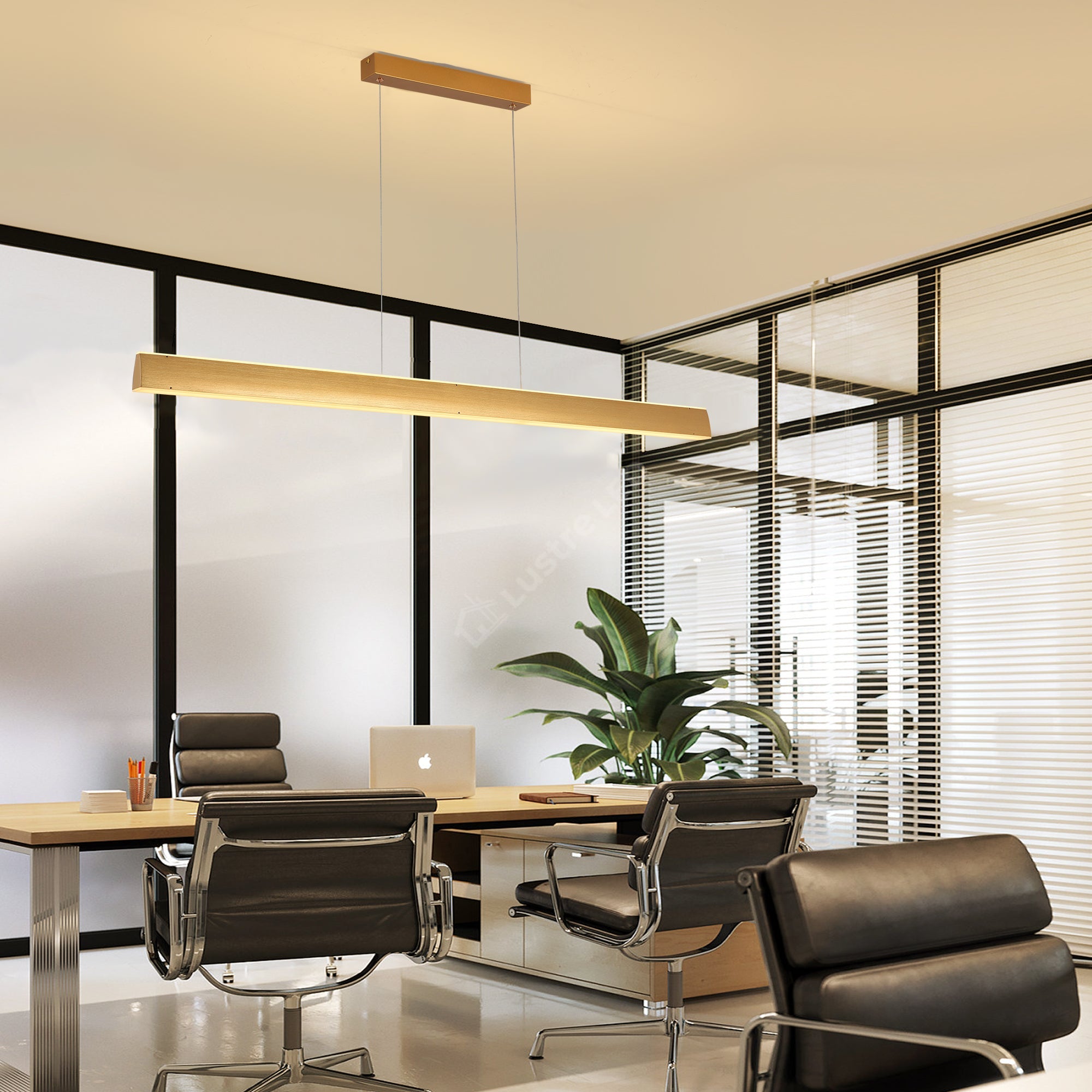 Lustra LED Suspendata Gold 120cm Liniara Echivalent 400W Telecomanda