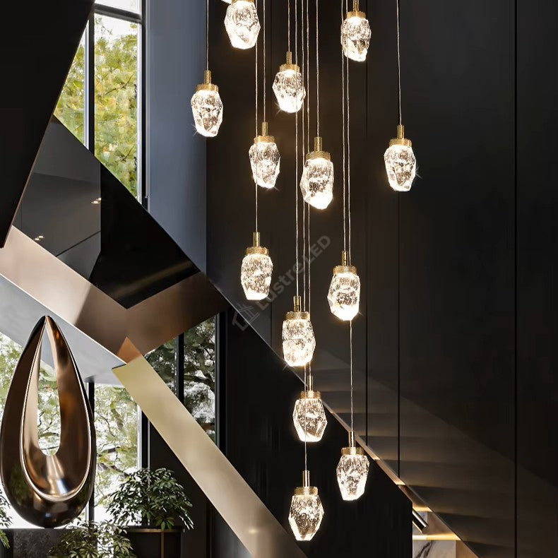Lustra LED Suspendata Golden ICEBORNE 15 Elemente Echivalent 800W