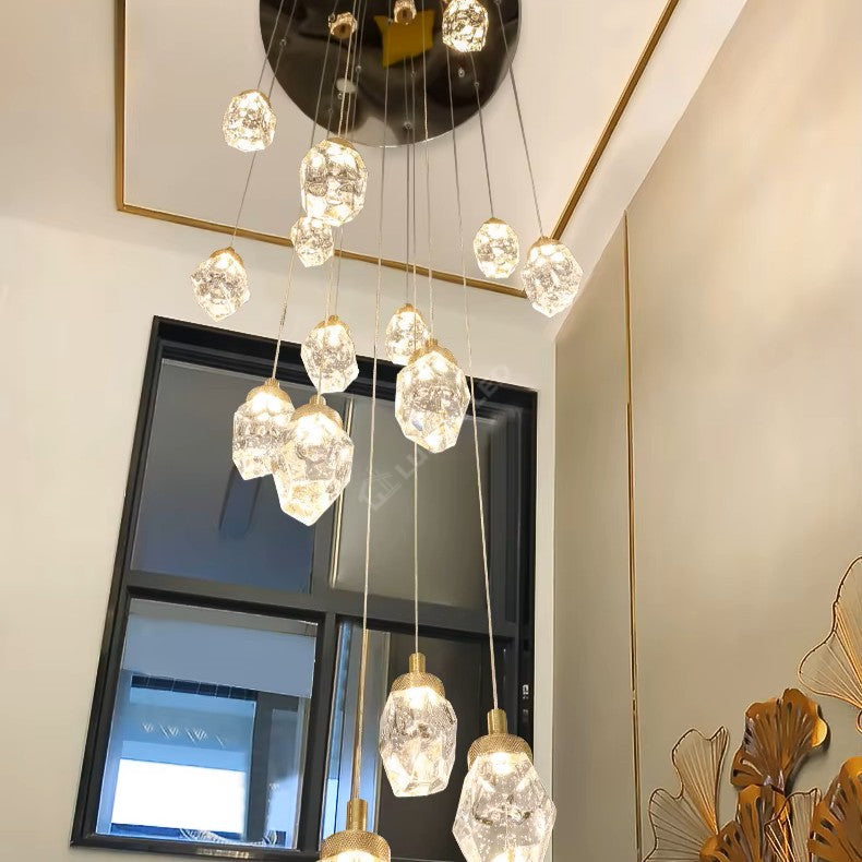 Lustra LED Suspendata Golden ICEBORNE 15 Elemente Echivalent 800W