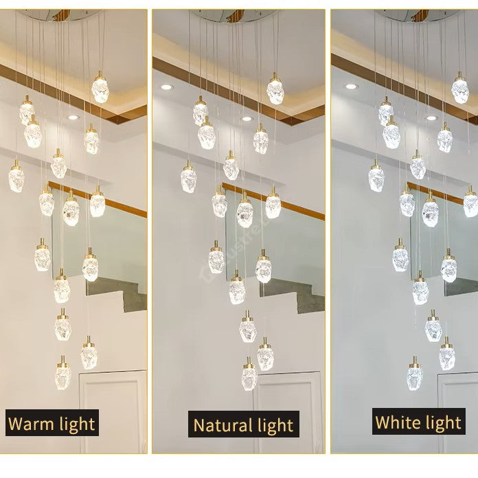 Lustra LED Suspendata Golden ICEBORNE 15 Elemente Echivalent 800W