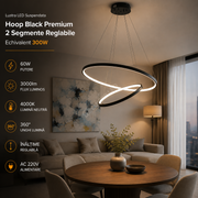 Lustra LED Suspendata Hoop Black Premium 2 Segmente Reglabile Echivalent 300W