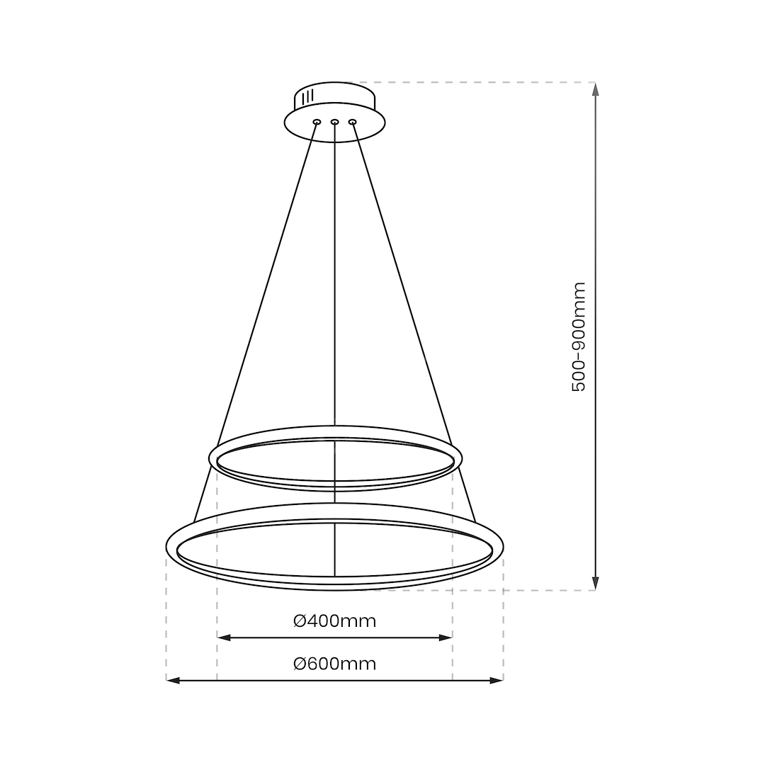 Lustra LED Suspendata Hoop Black Premium 2 Segmente Reglabile Echivalent 300W