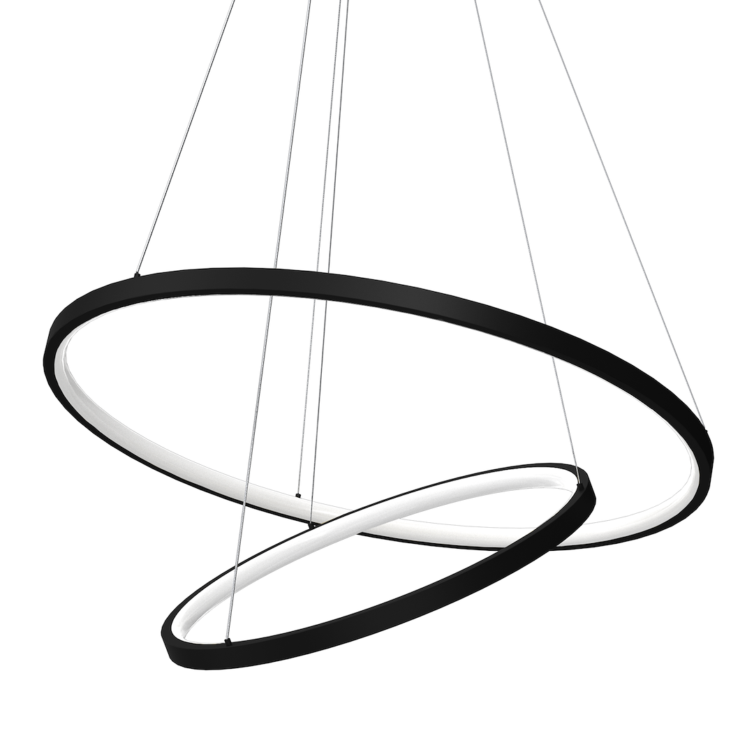 Lustra LED Suspendata Hoop Black Premium 2 Segmente Reglabile Echivalent 300W