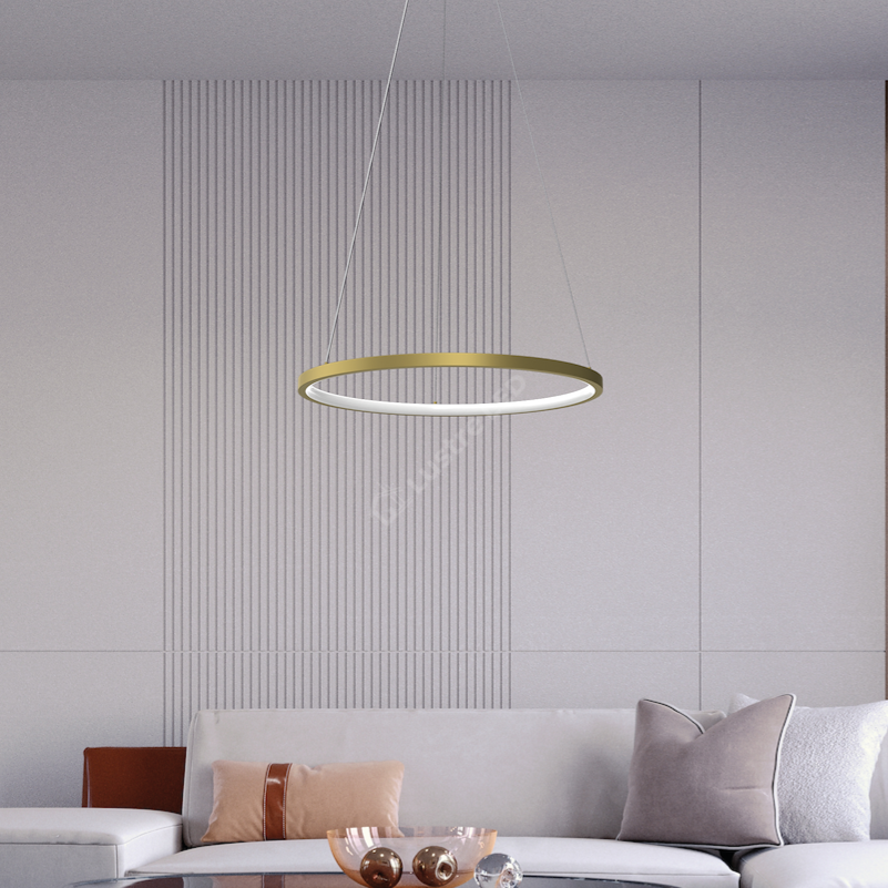 Lustra LED Suspendata Hoop Gold Premium 1 Segment Reglabil Echivalent 150W