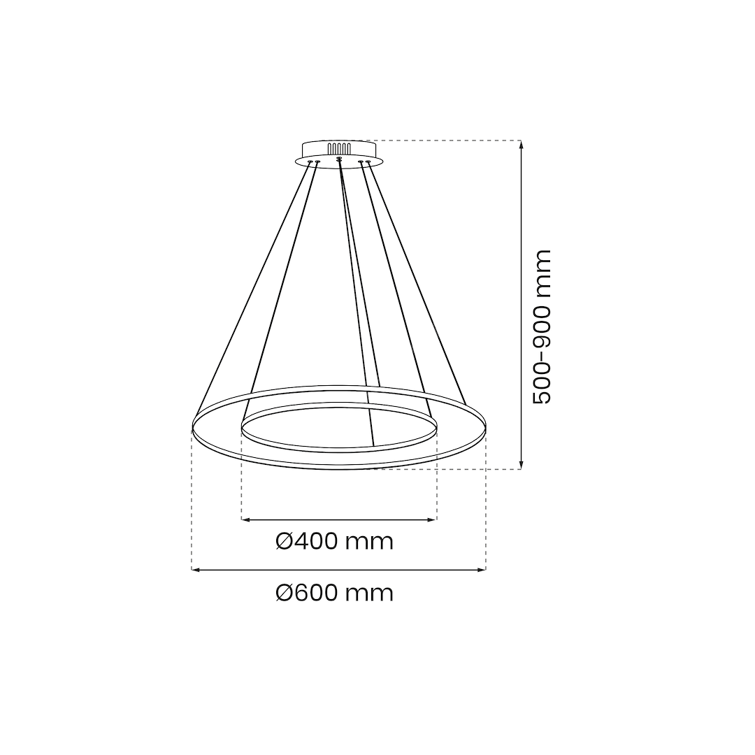 Lustra LED Suspendata Hoop Gold Premium 2 Segmente Reglabile Echivalent 300W