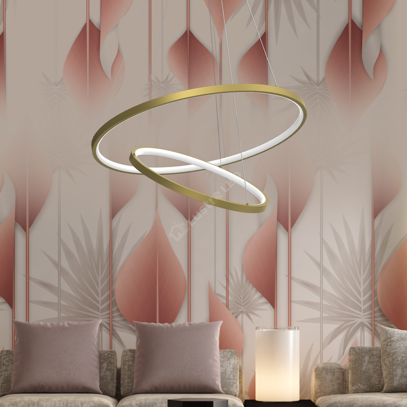 Lustra LED Suspendata Hoop Gold Premium 2 Segmente Reglabile Echivalent 300W
