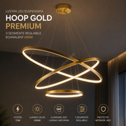Lustra LED Suspendata Hoop Gold Premium 3 Segmente Reglabile Echivalent 600W