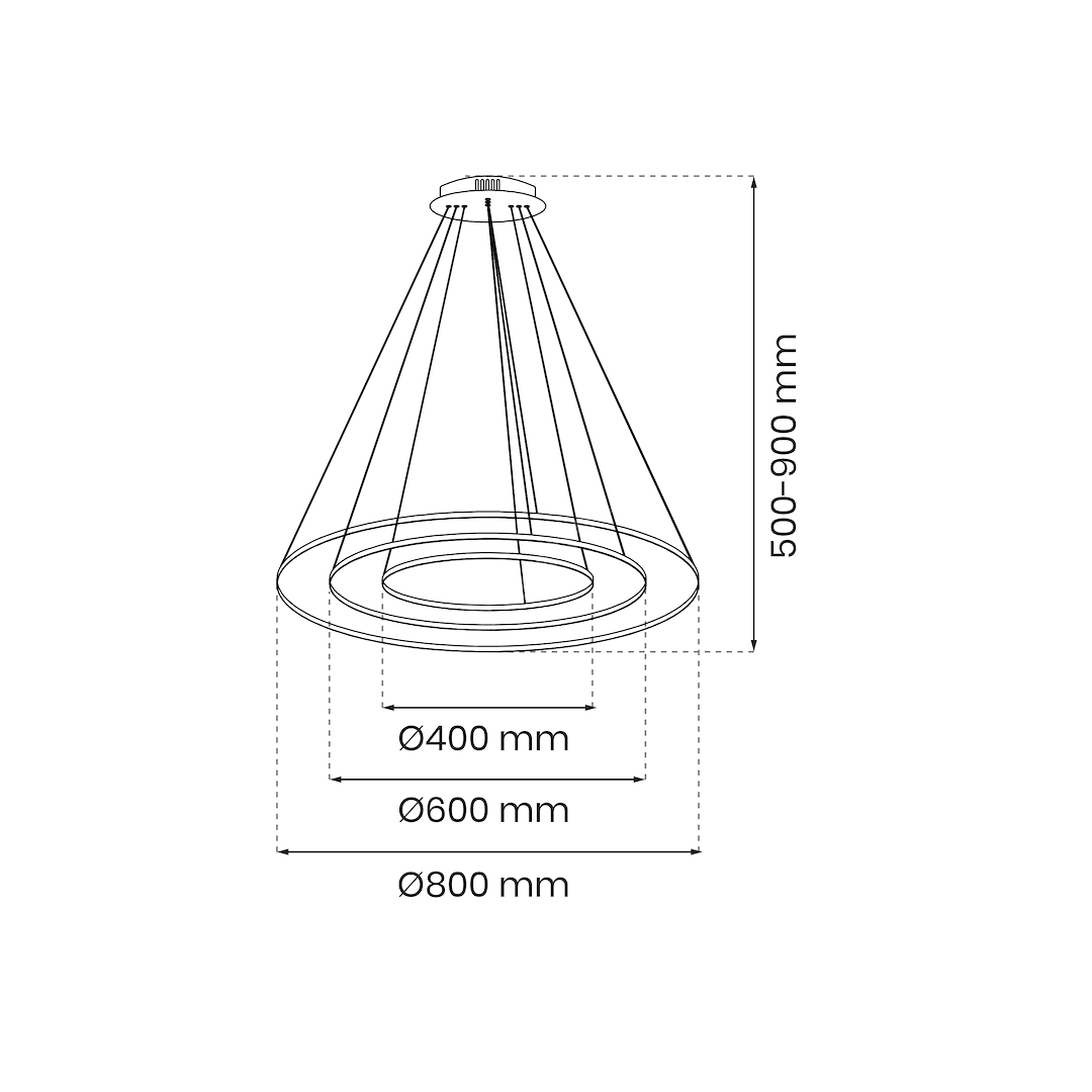 Lustra LED Suspendata Hoop Gold Premium 3 Segmente Reglabile Echivalent 600W