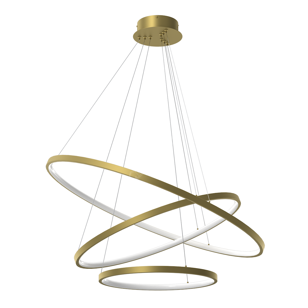 Lustra LED Suspendata Hoop Gold Premium 3 Segmente Reglabile Echivalent 600W