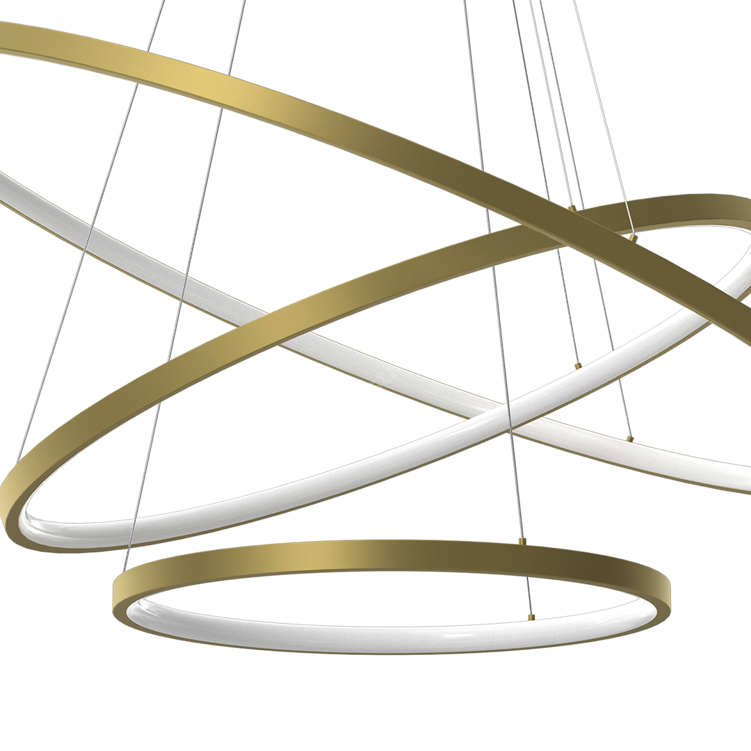 Lustra LED Suspendata Hoop Gold Premium 3 Segmente Reglabile Echivalent 600W