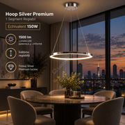 Lustra LED Suspendata Hoop Silver Premium 1 Segment Reglabil Echivalent 150W
