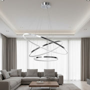 Lustra LED Suspendata Hoop Silver Premium 3 Segmente Reglabile Echivalent 600W