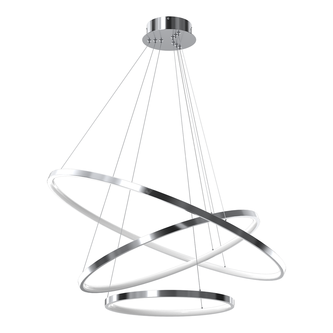 Lustra LED Suspendata Hoop Silver Premium 3 Segmente Reglabile Echivalent 600W