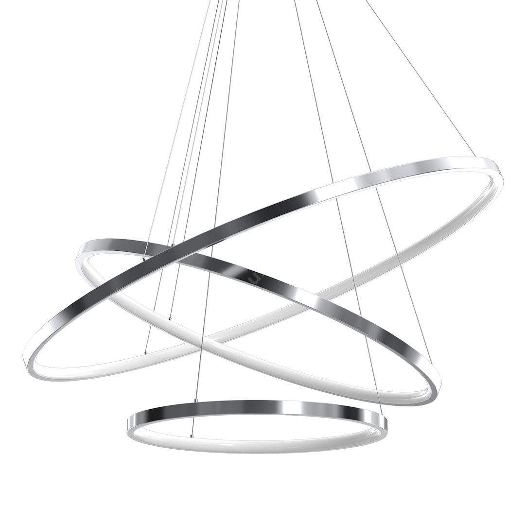 Lustra LED Suspendata Hoop Silver Premium 3 Segmente Reglabile Echivalent 600W