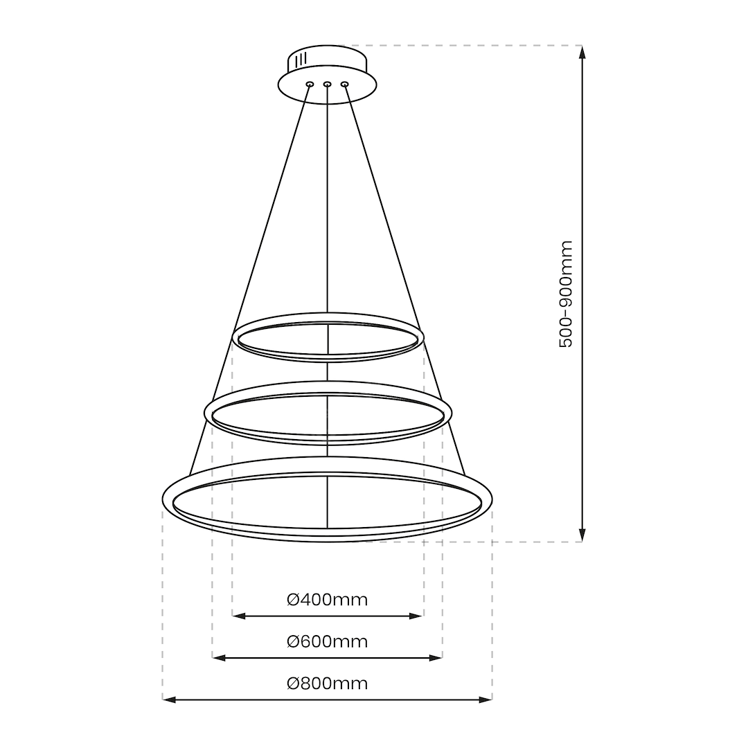 Lustra LED Suspendata Hoop Silver Premium 3 Segmente Reglabile Echivalent 600W