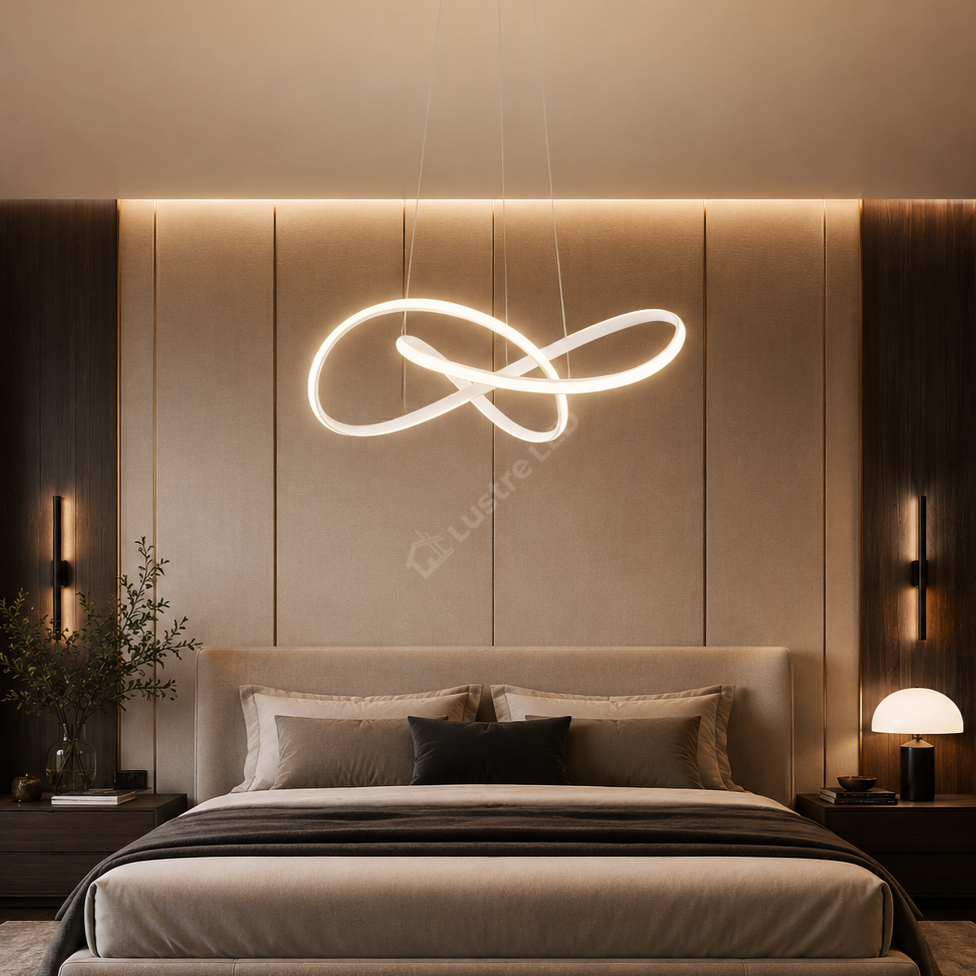 Lustra LED Suspendata INFINITY Alba Echivalent 500W Telecomanda