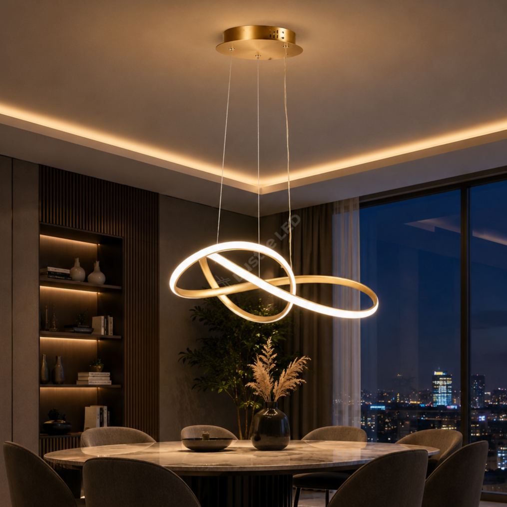 Lustra LED Suspendata Infinity Gold 3 Lumini Echivalent 250W