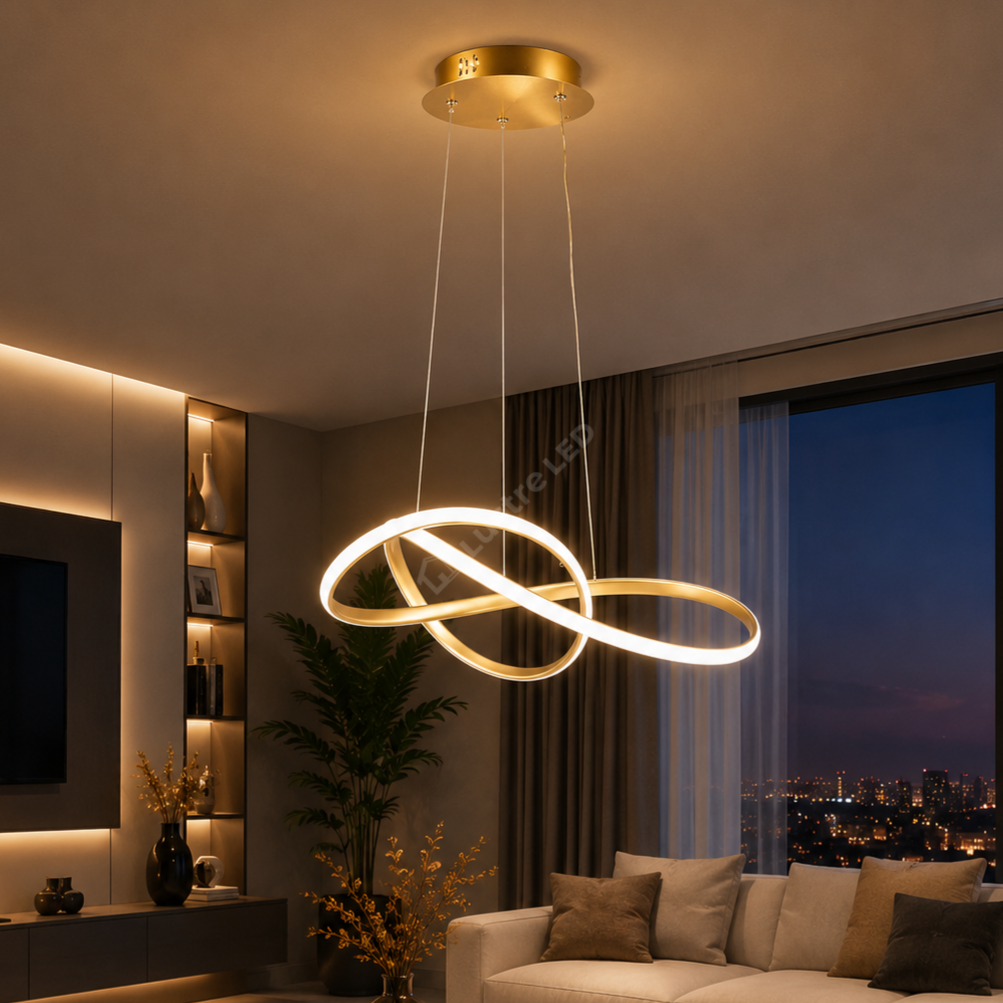 Lustra LED Suspendata Infinity Gold 3 Lumini Echivalent 250W