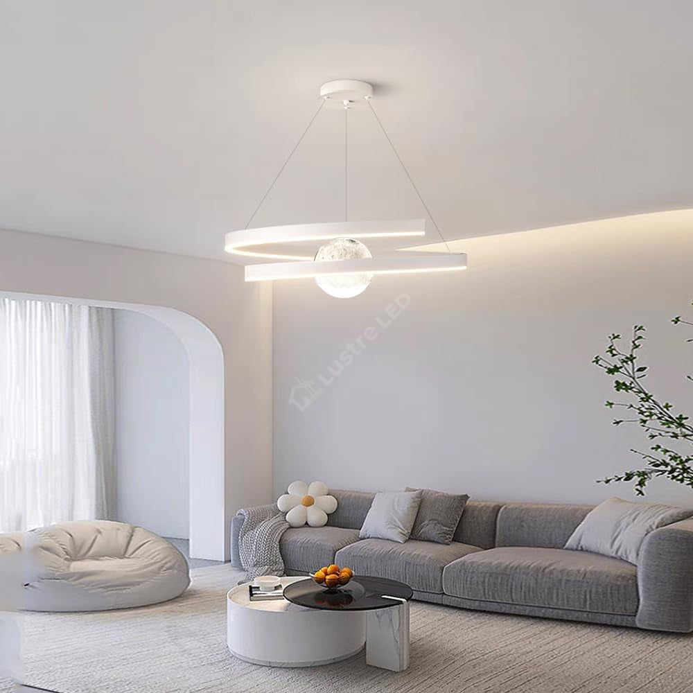 Lustra LED Suspendata INFINITY SPHERE Alba Echivalent 500W