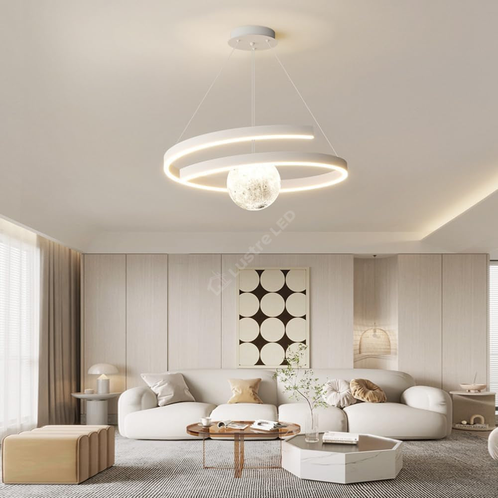 Lustra LED Suspendata INFINITY SPHERE Alba Echivalent 500W