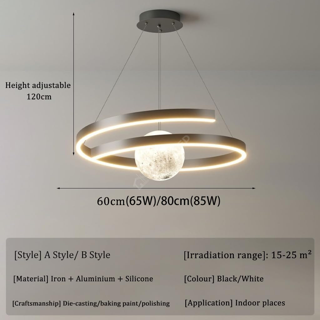 Lustra LED Suspendata INFINITY SPHERE Neagra Echivalent 500W