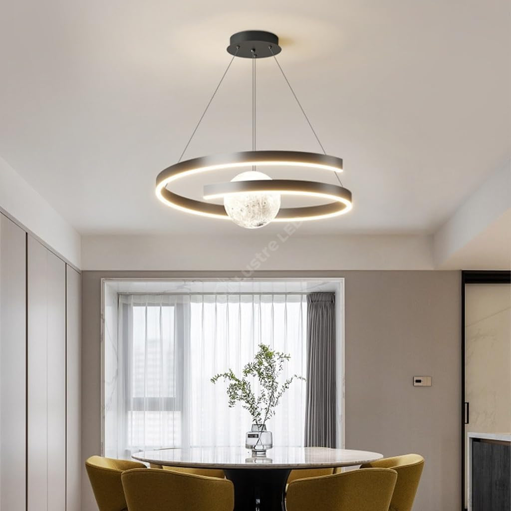 Lustra LED Suspendata INFINITY SPHERE Neagra Echivalent 500W