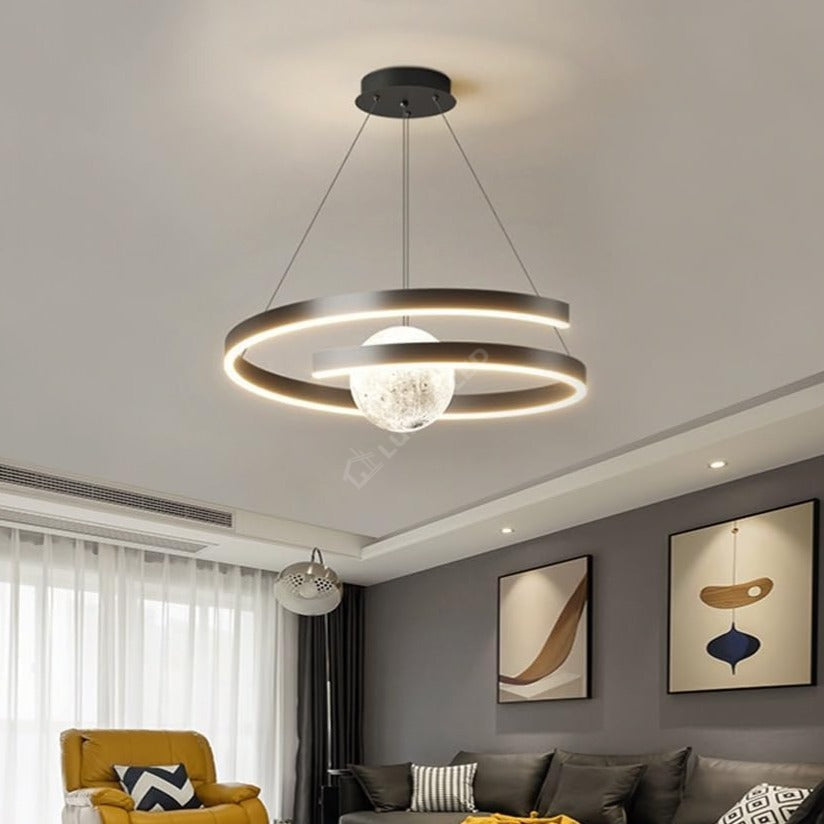 Lustra LED Suspendata INFINITY SPHERE Neagra Echivalent 500W