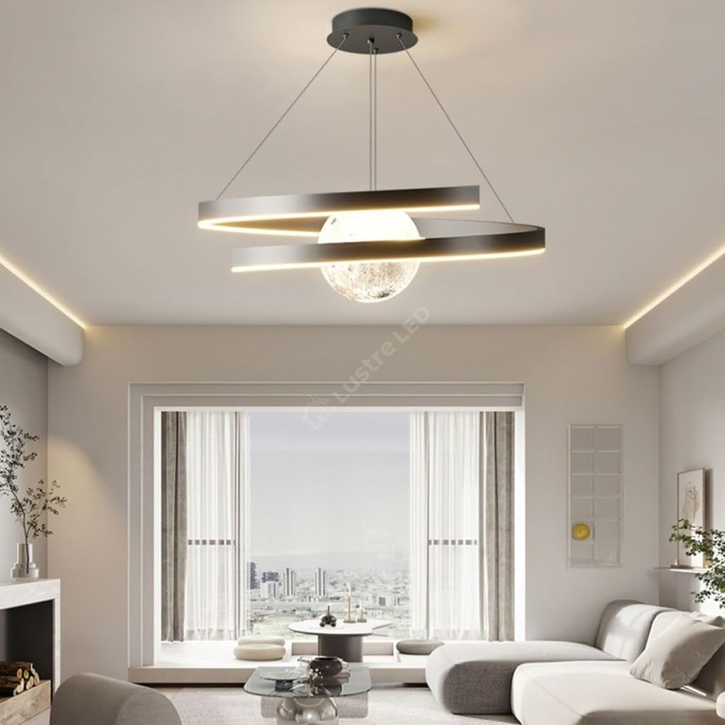 Lustra LED Suspendata INFINITY SPHERE Neagra Echivalent 500W