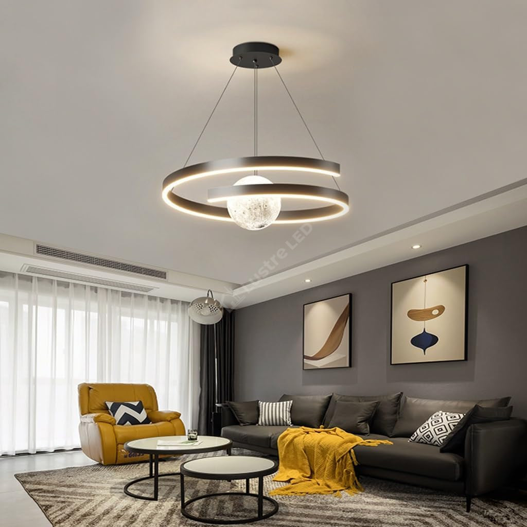 Lustra LED Suspendata INFINITY SPHERE Neagra Echivalent 500W