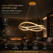 Lustra LED Suspendata LIGNIS Gold Echivalent 400W Premium