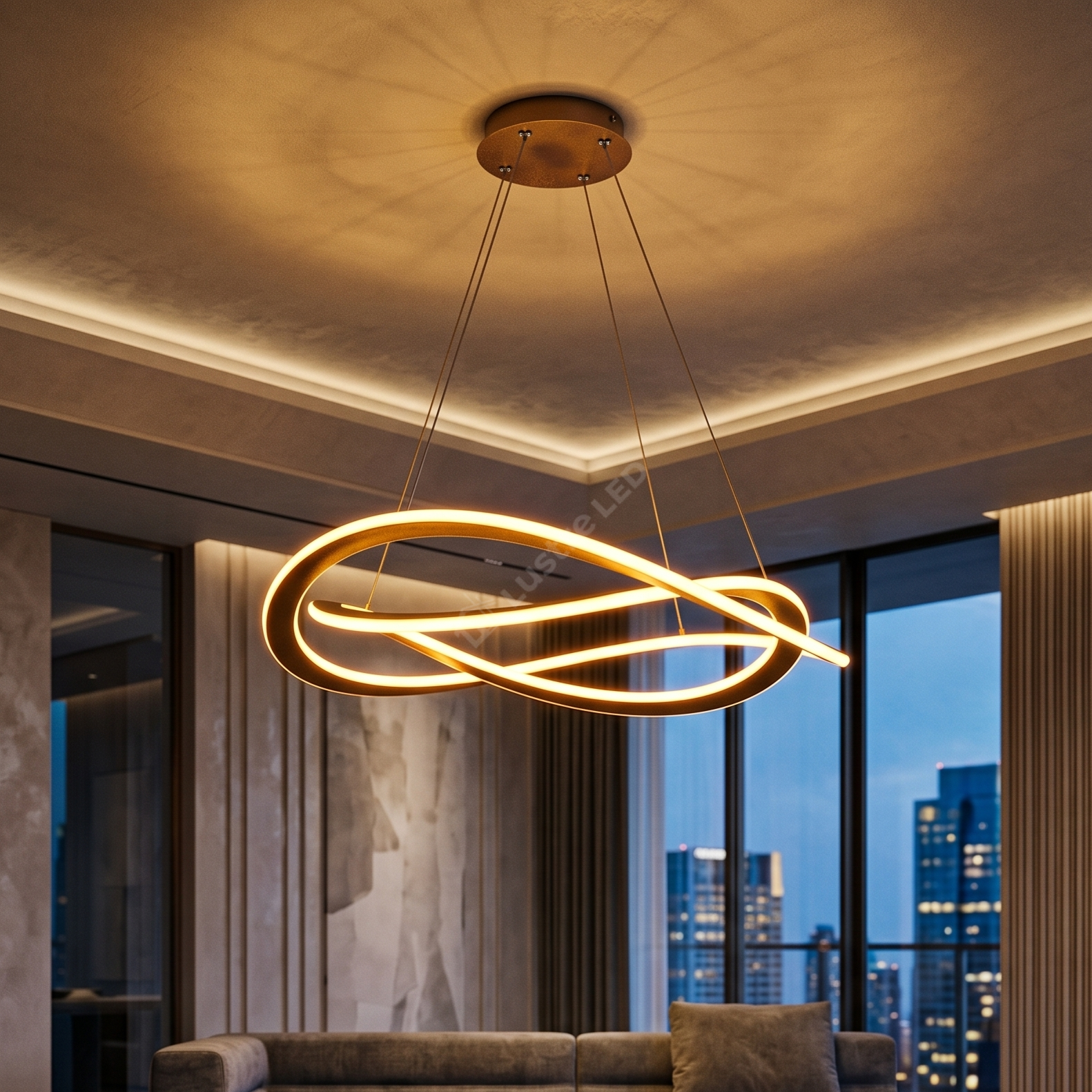 Lustra LED Suspendata LIGNIS Gold Echivalent 400W Premium