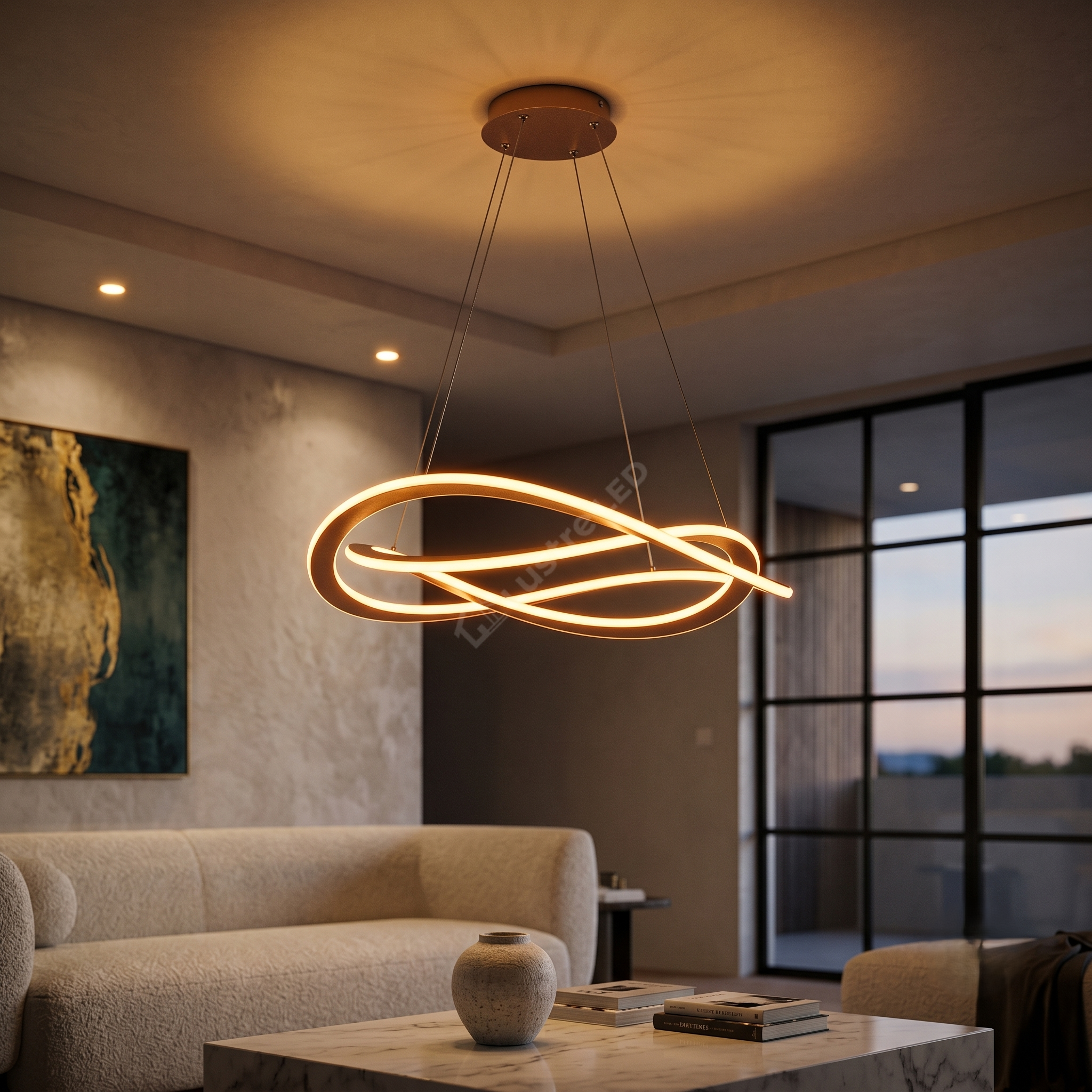 Lustra LED Suspendata LIGNIS Gold Echivalent 400W Premium