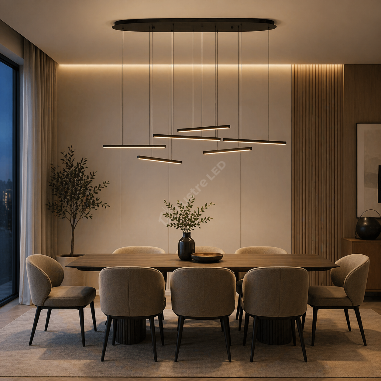Lustra LED Suspendata Lines Black Echivalent 600W Eglo 39915