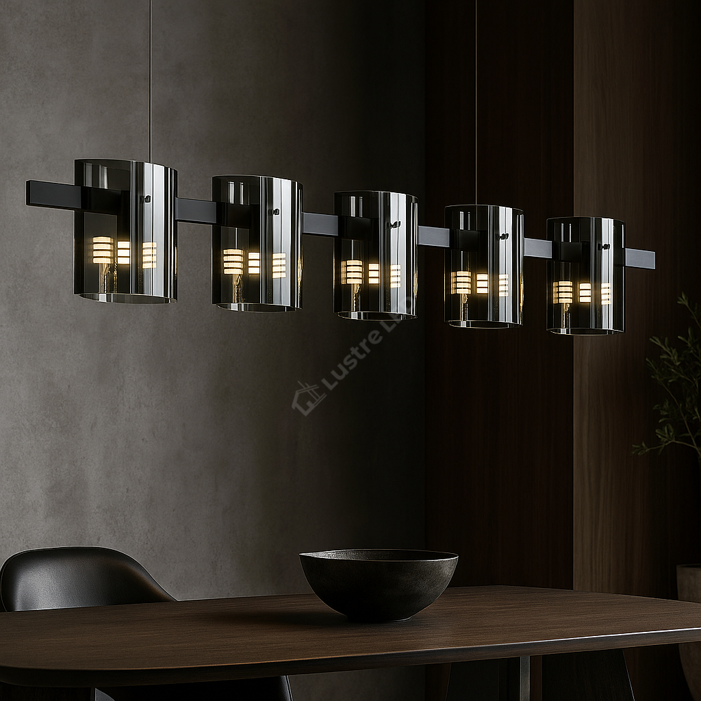 Lustra LED Suspendata Faye G9x5 Modern Black Glass NEAGRA / SUSPENDATE Lighting Fixtures