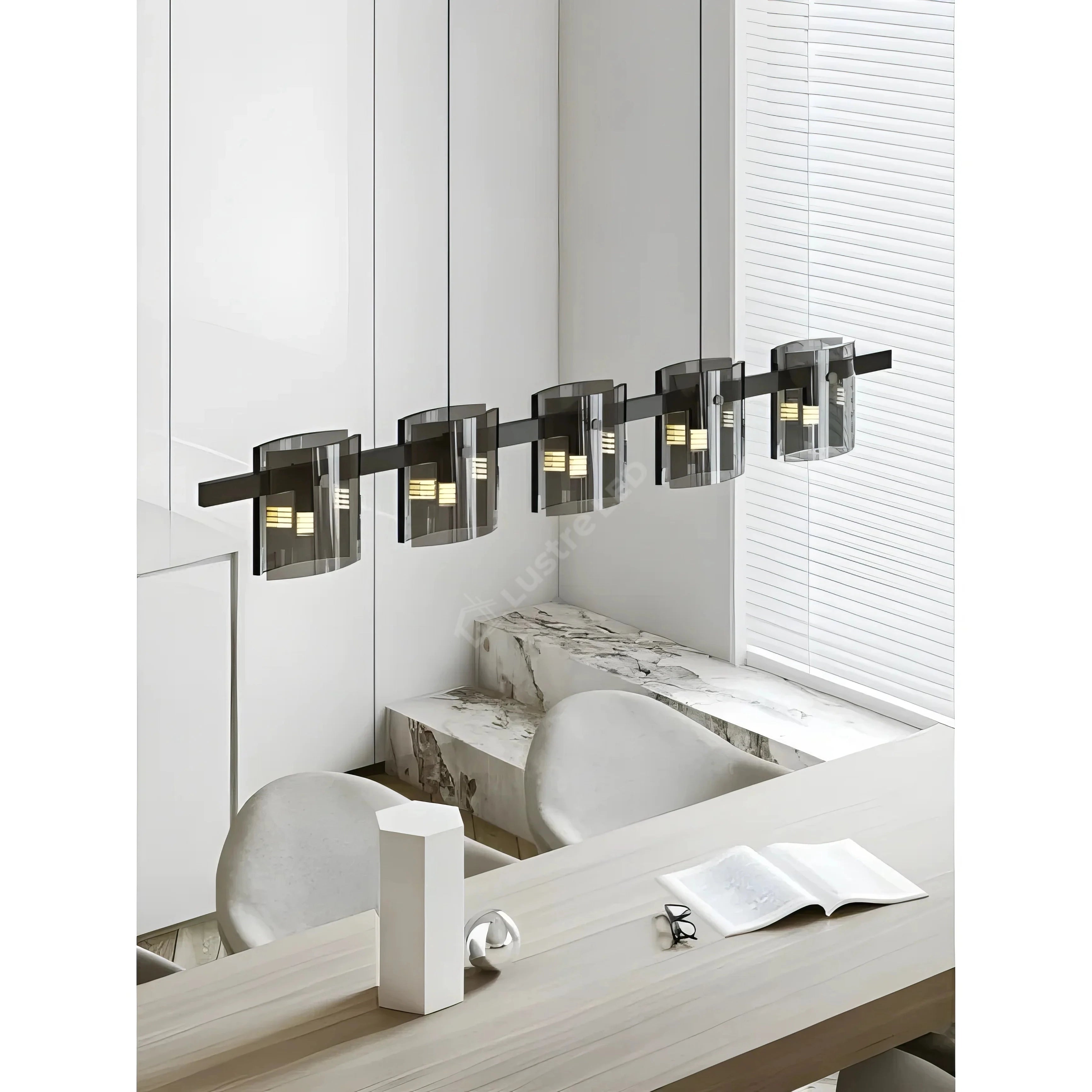 Lustra LED Suspendata Faye G9x5 Modern Black Glass NEAGRA / SUSPENDATE Lighting Fixtures