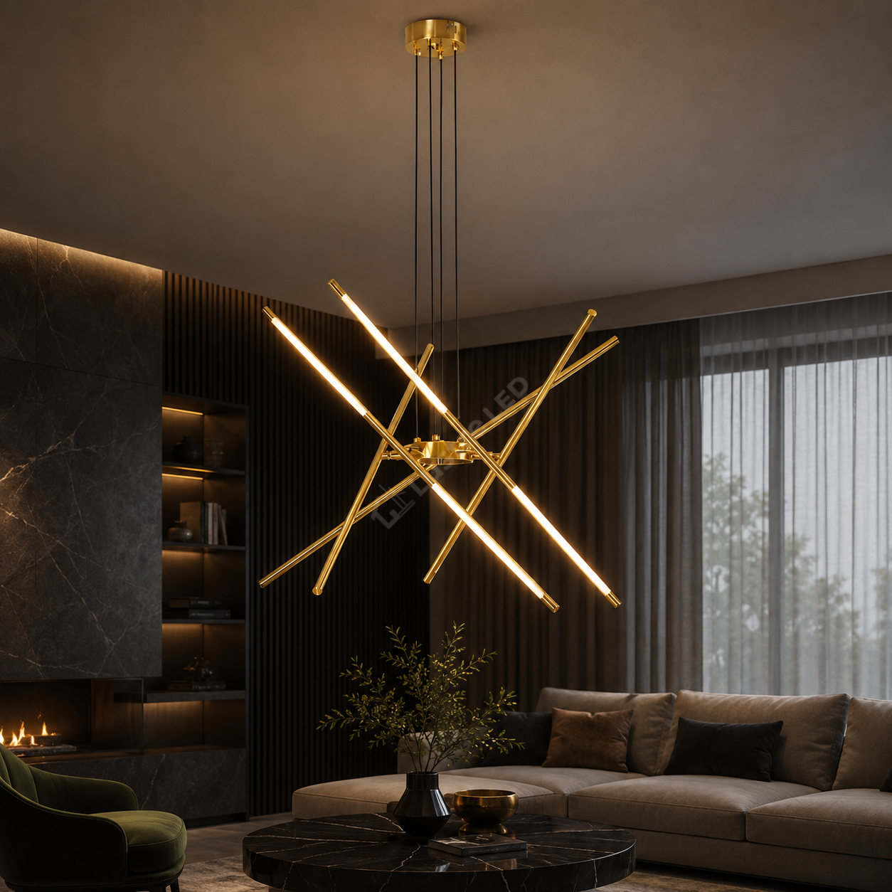 Lustra LED Suspendata LUSSO Gold Ø80CM Echivalent 280W