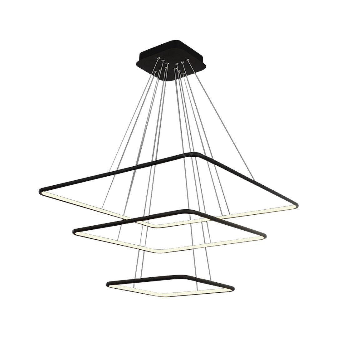 Lustra LED Suspendata Nix Black Premium cu 3 Segmente Reglabile Echivalent 800W