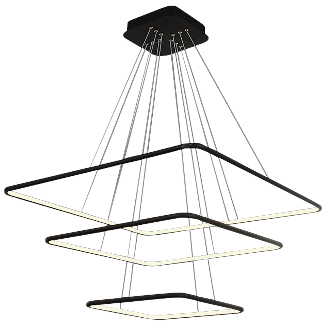 Lustra LED Suspendata Nix Black Premium cu 3 Segmente Reglabile Echivalent 800W