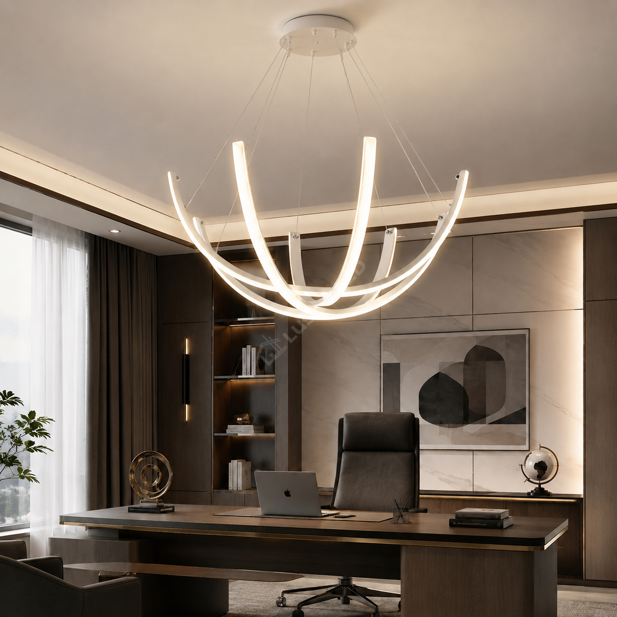 Lustra LED Suspendata NOVIQ Lines White Echivalent 500W Telecomanda
