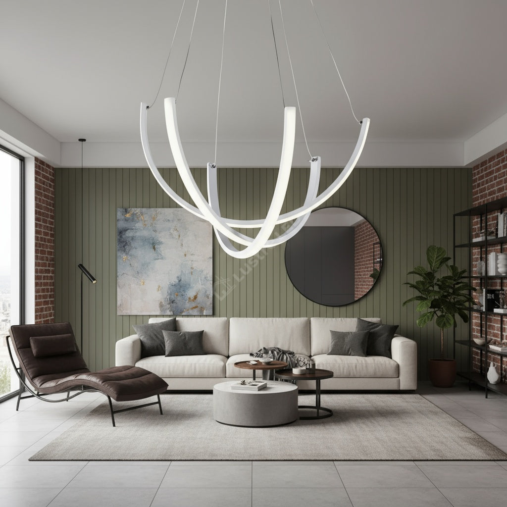 Lustra LED Suspendata NOVIQ Lines White Echivalent 500W Telecomanda