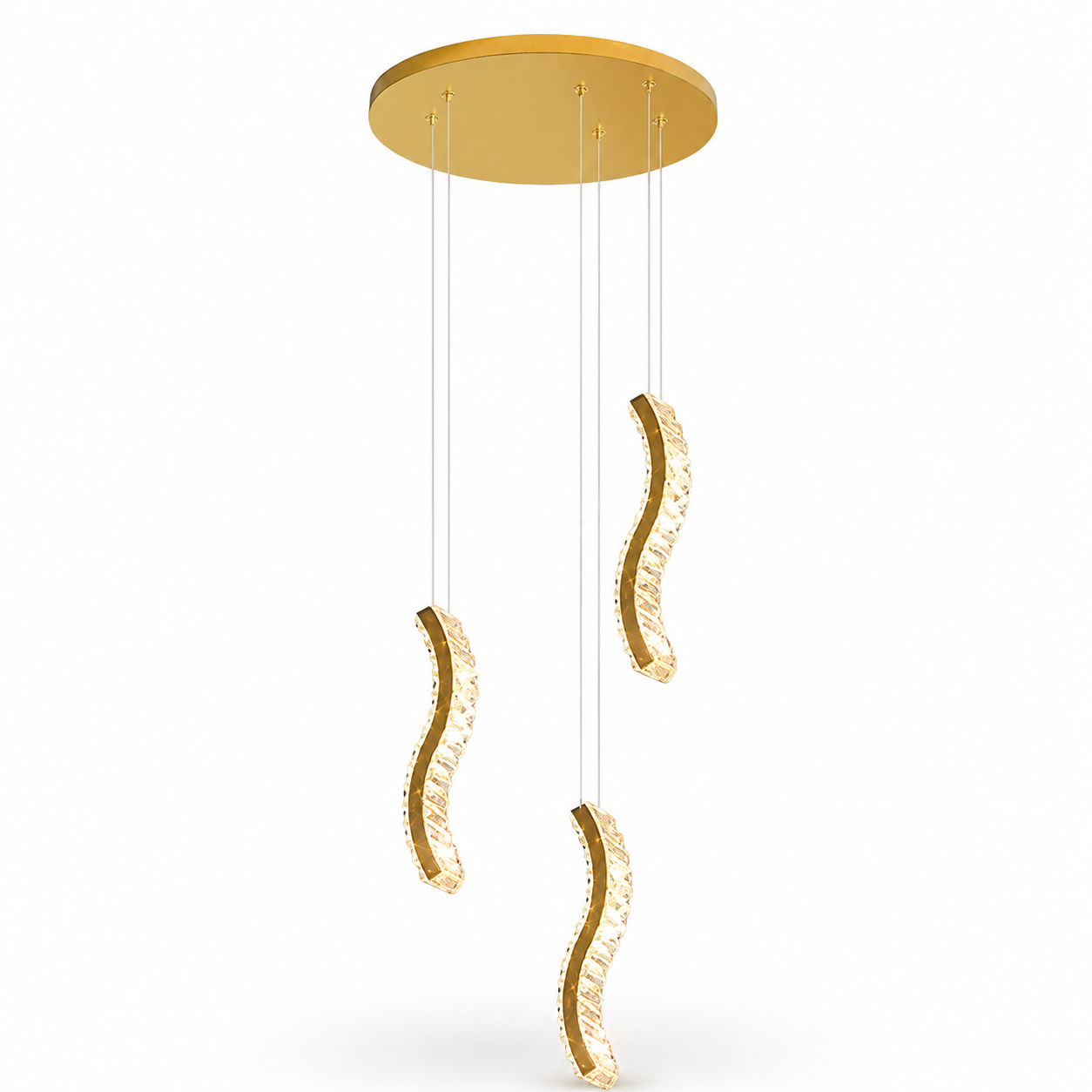 Lustra LED Suspendata ONDA Gold 120W CCT Telecomanda Echivalent 600W