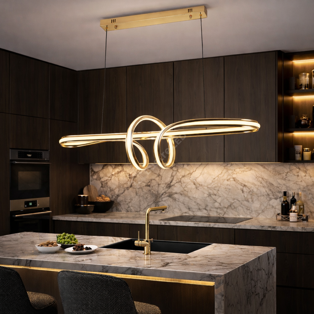 Lustra LED Suspendata ORBITELLA Gold Echivalent 600W Telecomanda