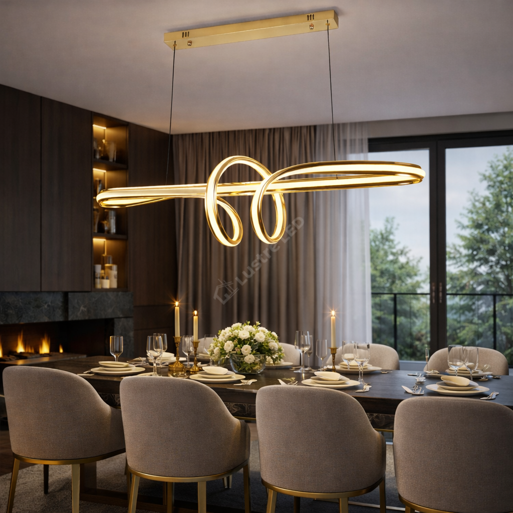 Lustra LED Suspendata ORBITELLA Gold Echivalent 600W Telecomanda