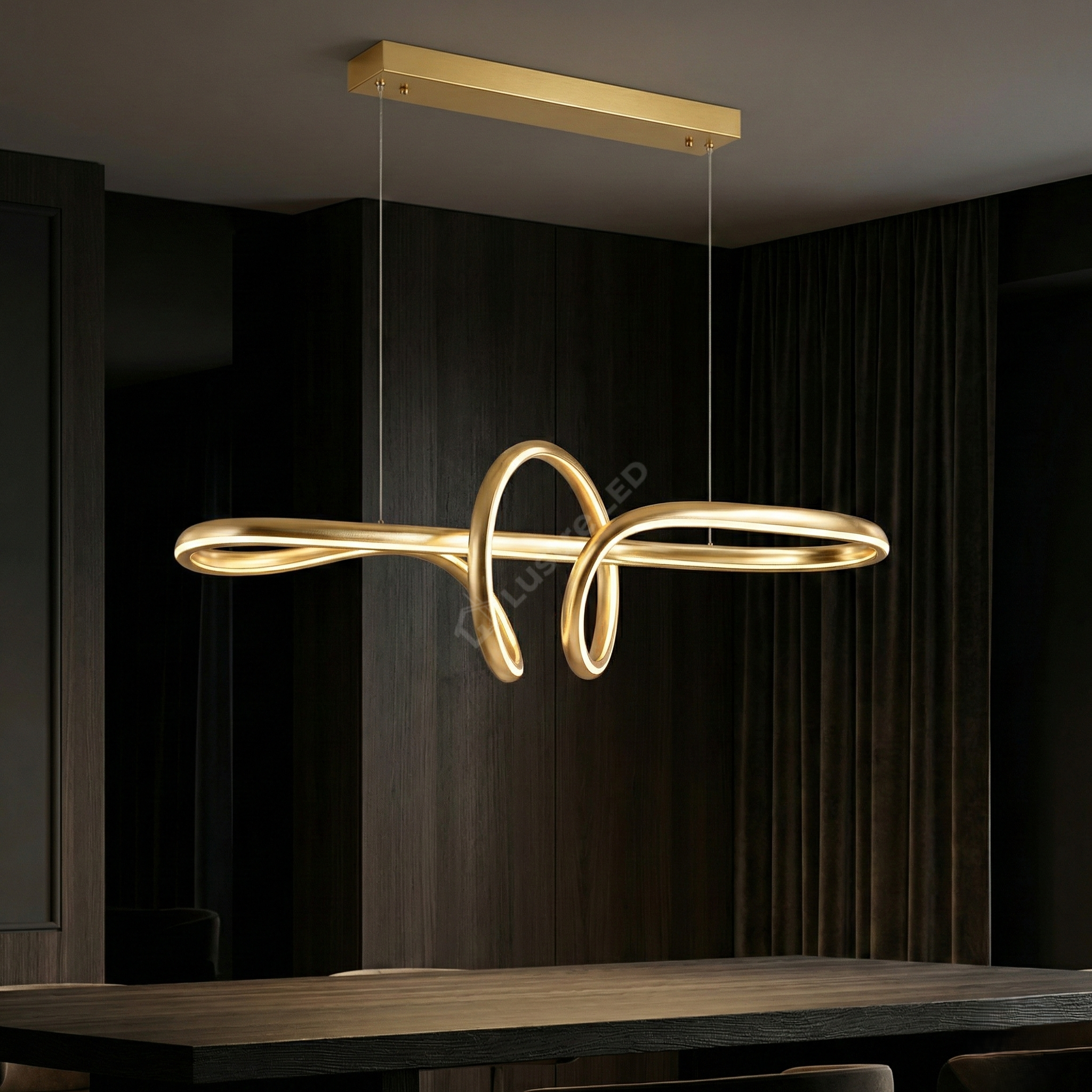 Lustra LED Suspendata ORBITELLA Gold Echivalent 600W Telecomanda