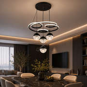 Lustra LED Suspendata Poko Black Echivalent 800W Telecomanda