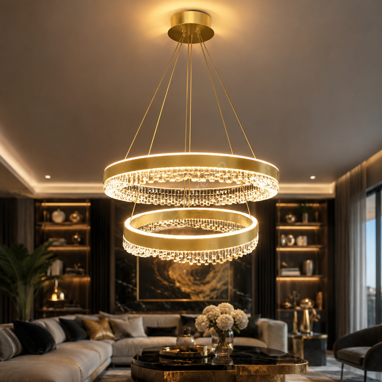 Lustra LED Suspendata Preciosa Gold Premium Echivalent 550W