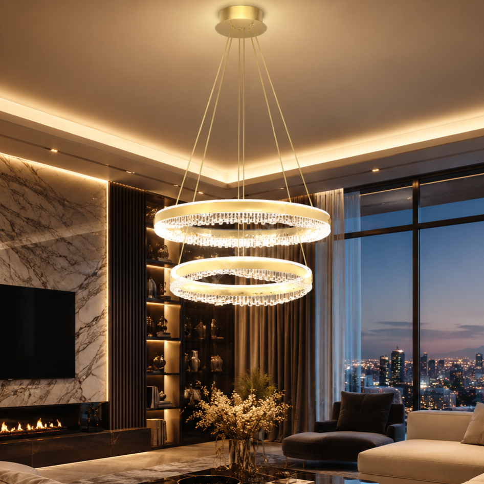 Lustra LED Suspendata Preciosa Gold Premium Echivalent 550W