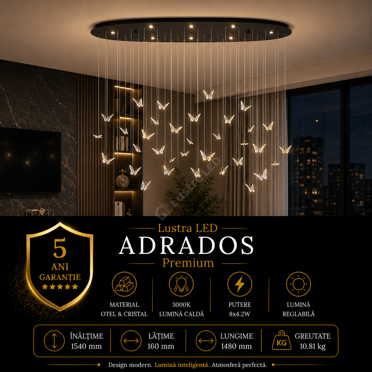 Lustra LED Suspendata Premium Adrados Black