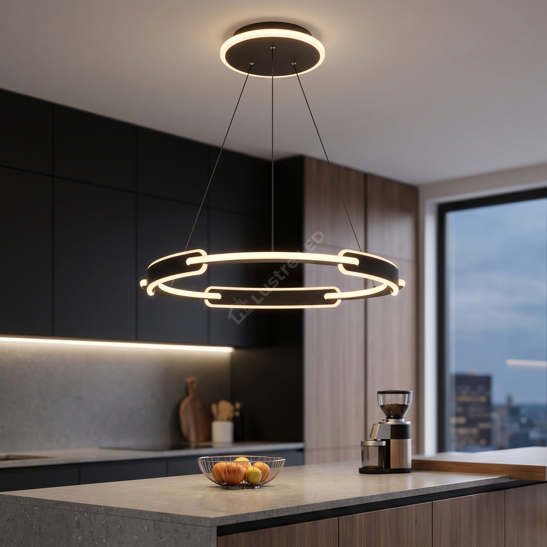 Lustra LED Suspendata Premium Black OMIRA Echivalent 300W Telecomanda